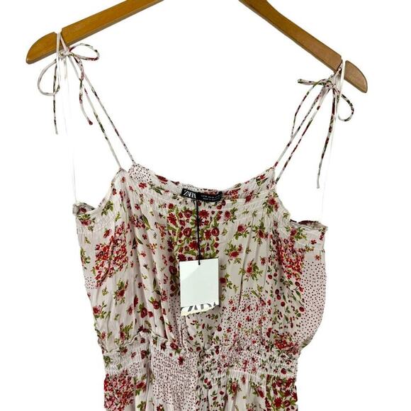 New Zara Patchwork Floral Print Playsuit Romper Size Medium - Picture 7 of 16